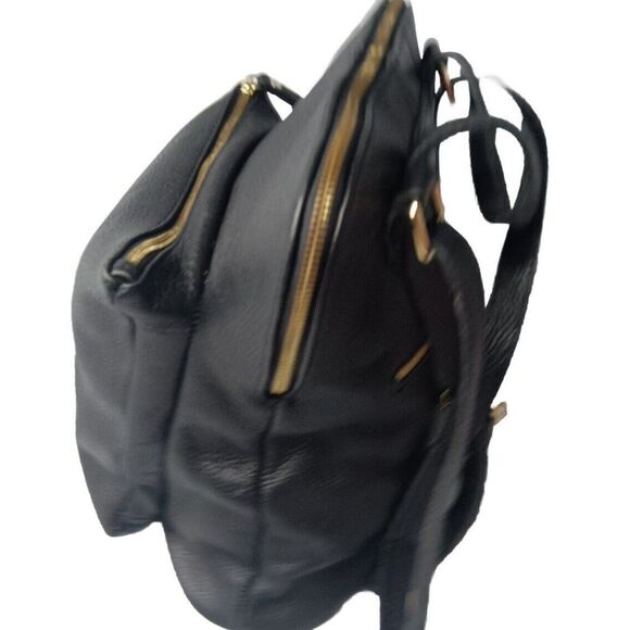L.CREDI Black Leather Backpack Convertible Shoulder Bag Daypack Made in Italy main image 5